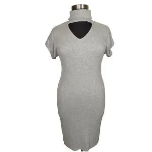grey bodycon dress plus size Grey Ruched Dress Rib Bodycon Jersey